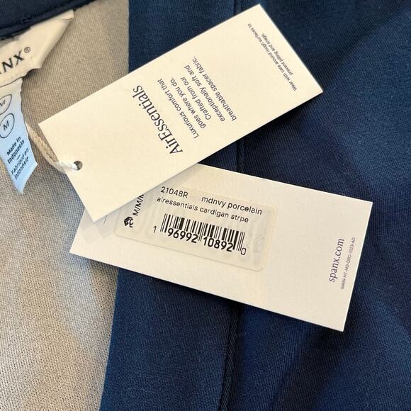 NWT Spanx Air Essentials Striped Cardigan Sweater Navy and White - Picture 6 of 11